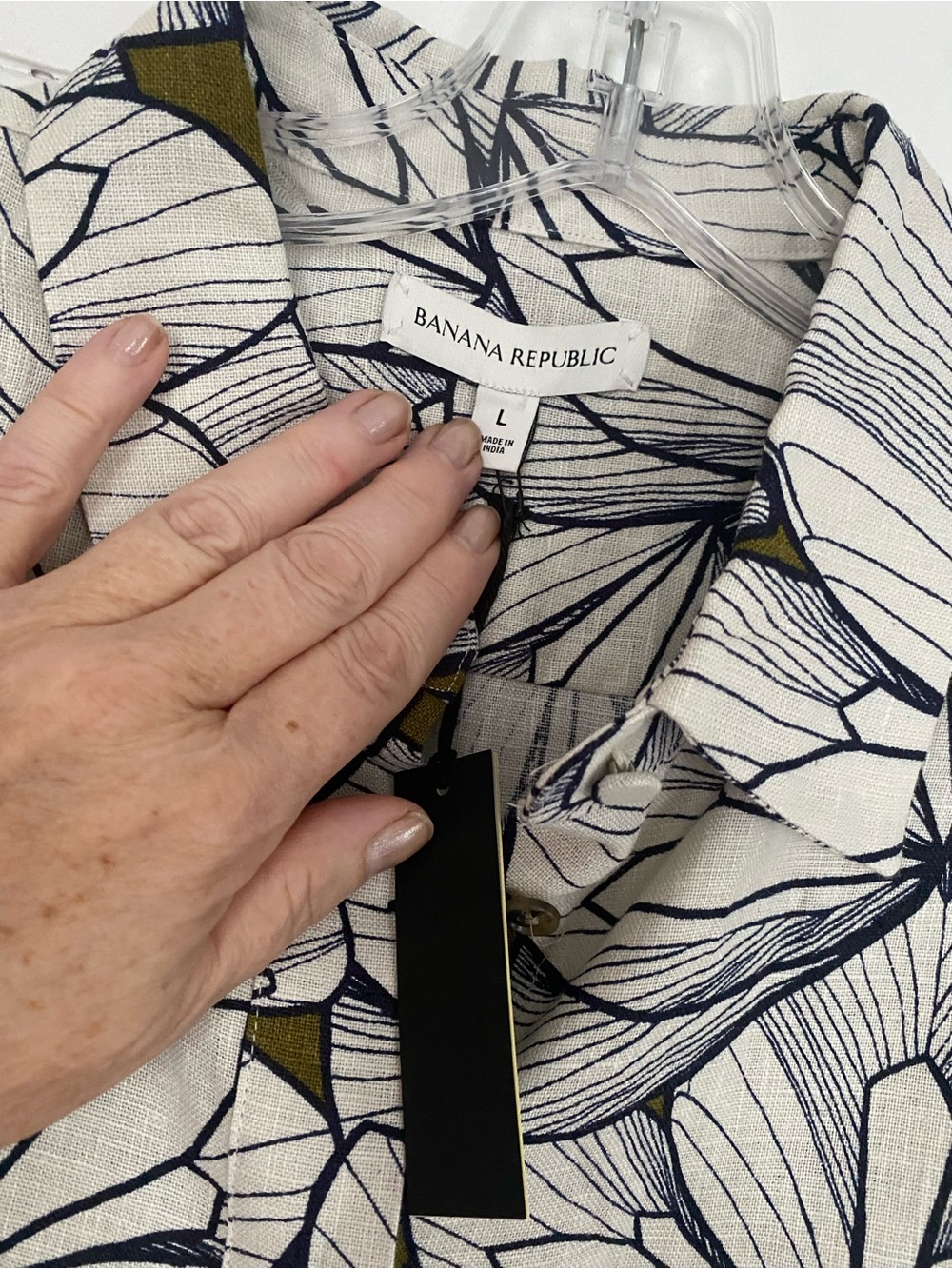 Banana Republic Ivory Boxy Linen Crop Floral Top Shirt - Picture 5 of 8